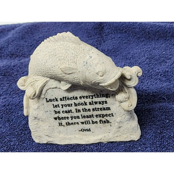 For Fishermen Luck Affects Everything By Ovid‎ Fish Statue Made By Novelty Inc - Picture 1 of 10